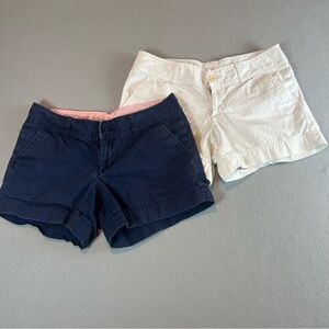 Lot of 2 Lilly Pulitzer Callahan Chino Shorts Size 4 Navy Blue & White Preppy